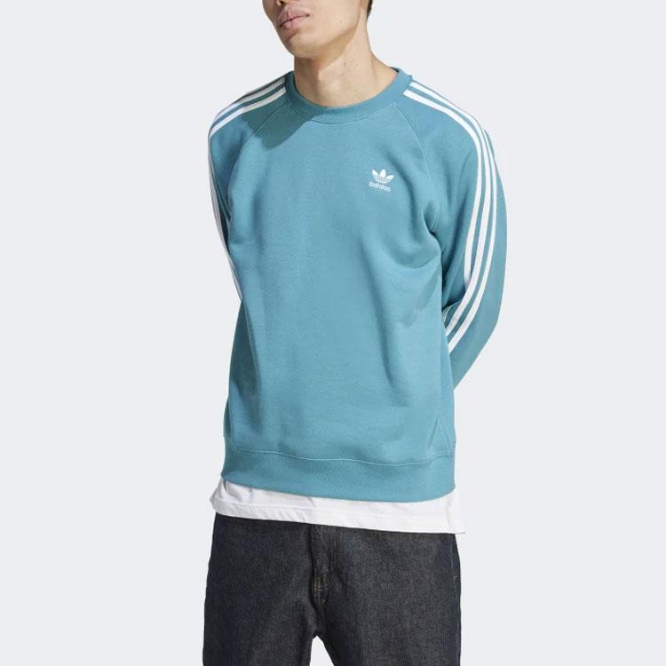 Adidas Originals Trefoil Three-Stripe Colorblock Logo Crew Neck Sweatshirt Men Tops Blue II5762