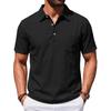 Men Loose Casual Short Sleeve Linen Blend Polo Shirt For Daily Beach Wear