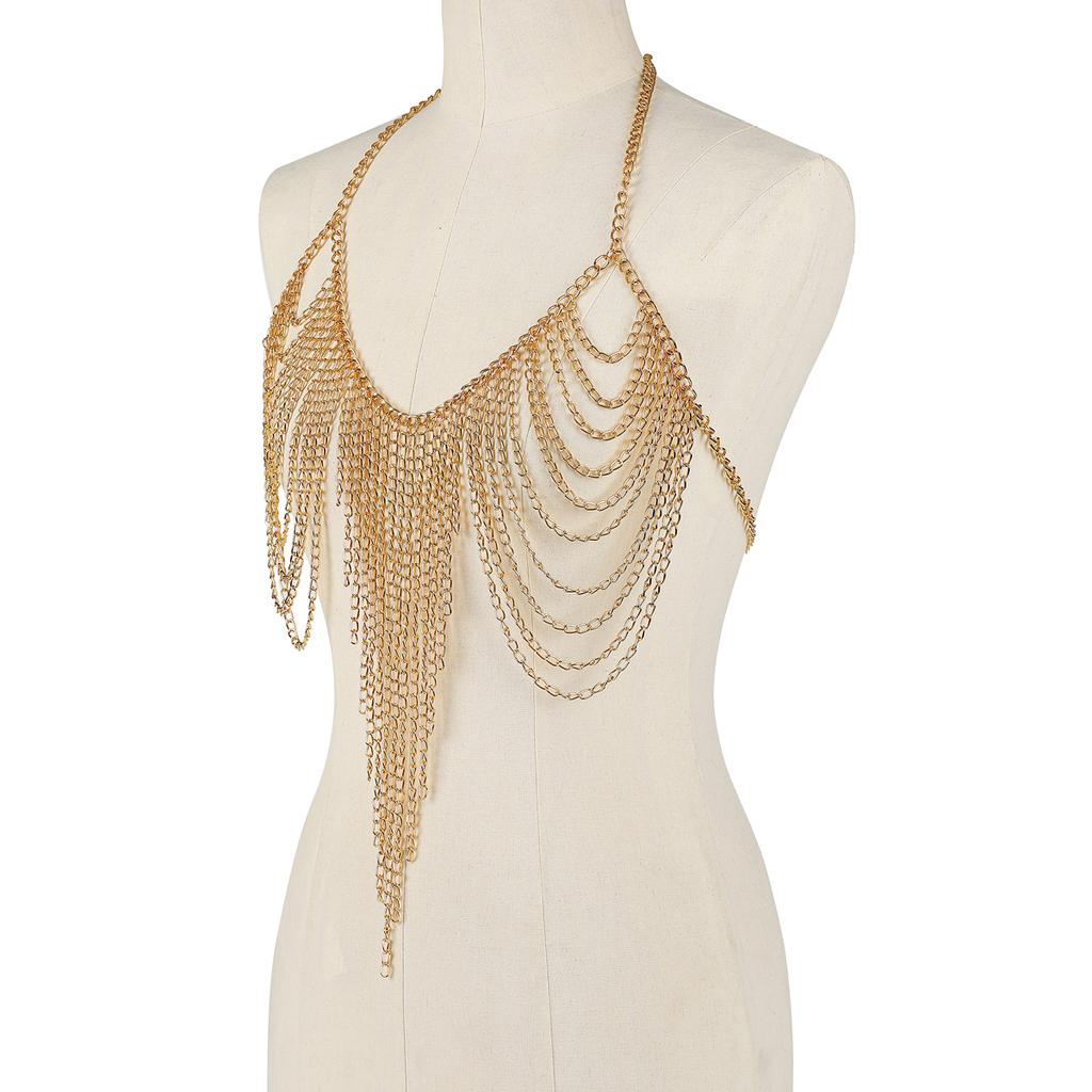 Mehrschichtige Brustketten Körperketten Schmuck für Damen Metall Körperkette Oberteil Sexy Accessoires Modeschmuck