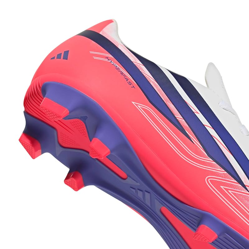 [Adidas] F50 HYPERFAST Club FxG Soccer Cleats for Boys, Size OMS25, Footwear White/Solar Purple/Solar Turbo (KK1308), Size 23.0 cm