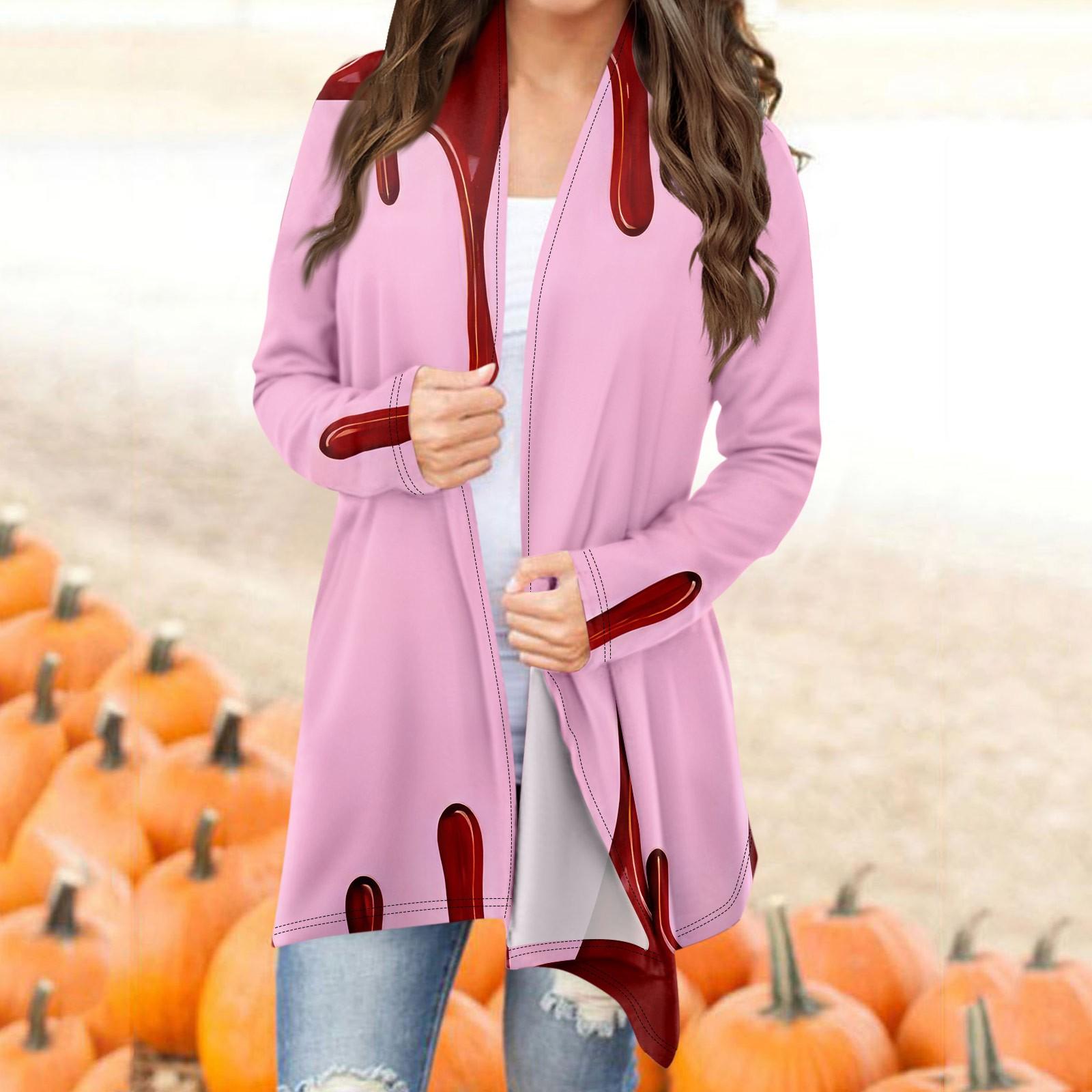 Женский модный повседневный кардиган средней длины с принтом на Хэллоуин — фото 9