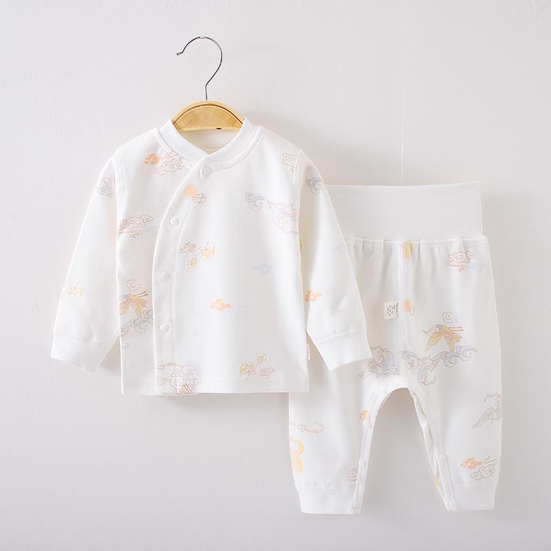 Children's Spring & Autumn High-Waist Belly Protection Underwear Set - Boneless Split Top & Trousers