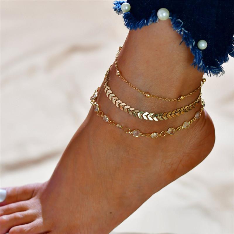 Summer Fashion Crystal Pineapple Anklets Female Barefoot Crochet Sandals Foot Jewelry Bead Ankle Bracelets For Women Leg Chain