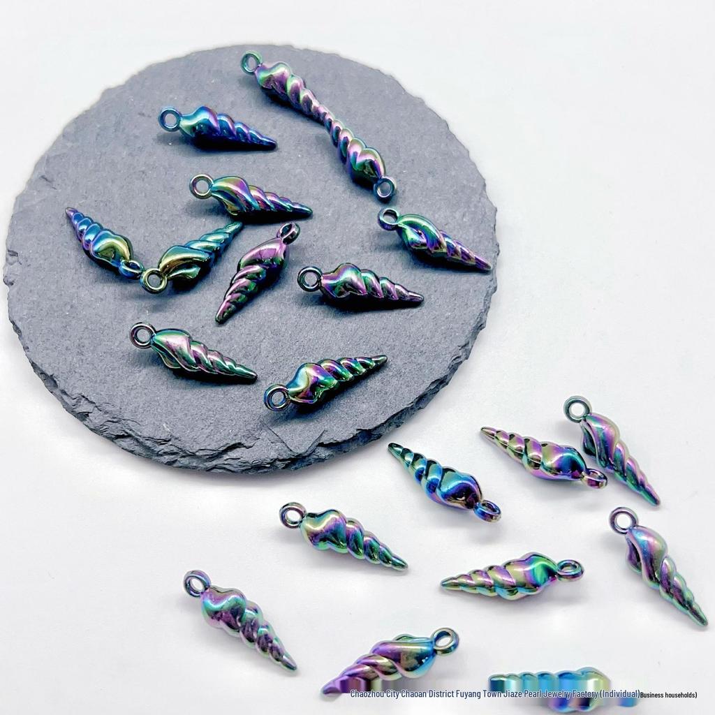 8x25mm Iridescent Conch Pendant Beads for DIY Ethnic Headdress and Accessories