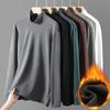 Men Turtleneck Base Shirt Solid Color Long Sleeve Thin Stretchy Tops Autumn Winter Style Base Layer Tops