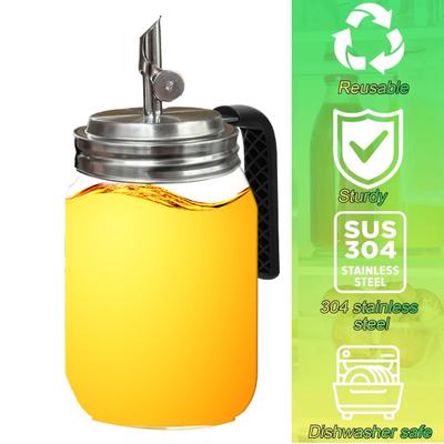 Mason Jar Pour Spout Lid for Ball Regular Mouth Jars Oil Dispenser Lid for Oil Vinegar Syrup Milk Stainless Steel Dust Caps