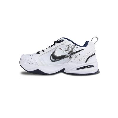Air Monarch 4 PU Leather Low Top Chunky Sneakers Unisex Black White (Unisex) Chunky Sneakers
