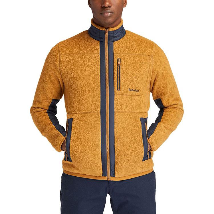 Timberland Color Block Warm Fleece Stand Collar Logo Jacket Men Jacket Rubber A44BC-932