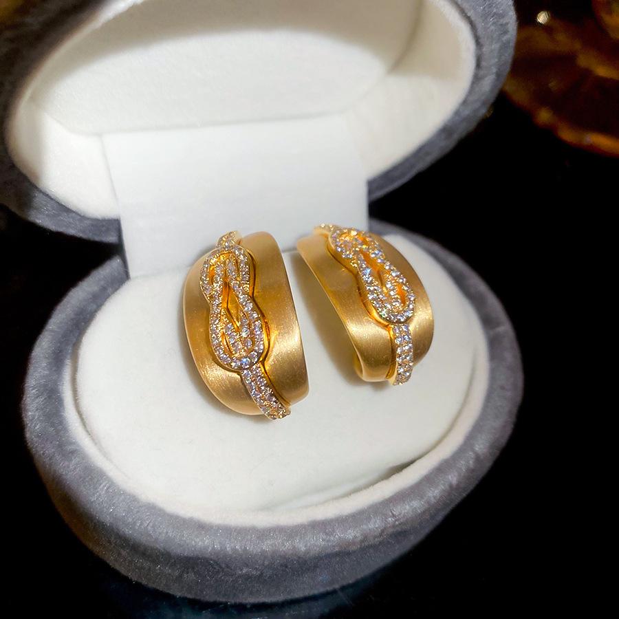 18k silver needle zircon gourd stud earrings retro earrings earrings