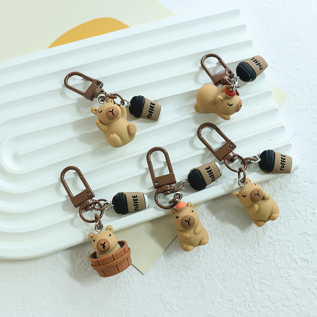 Cute Capybara 3D Keychain Cartoon Resin Animal Keyring Bag Pendant Fashion Accessory for Backpack and Phone Decoration
