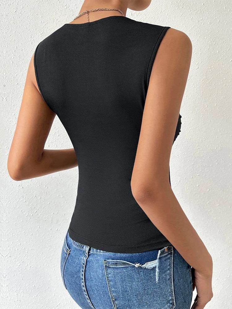 2026 Elegant Casual Square Neck Solid Color Women's Vest