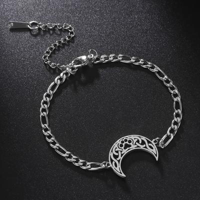 My Shape Crescent Moon Bracelets for Women Celtics Knot Cat Paw Charm Figaro Box Chain Bracelet Amulet Stainless Steel Jewelry