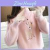 Womens Thick Knit Sweater With Abstract Print For Autumn Winter Casual Wear