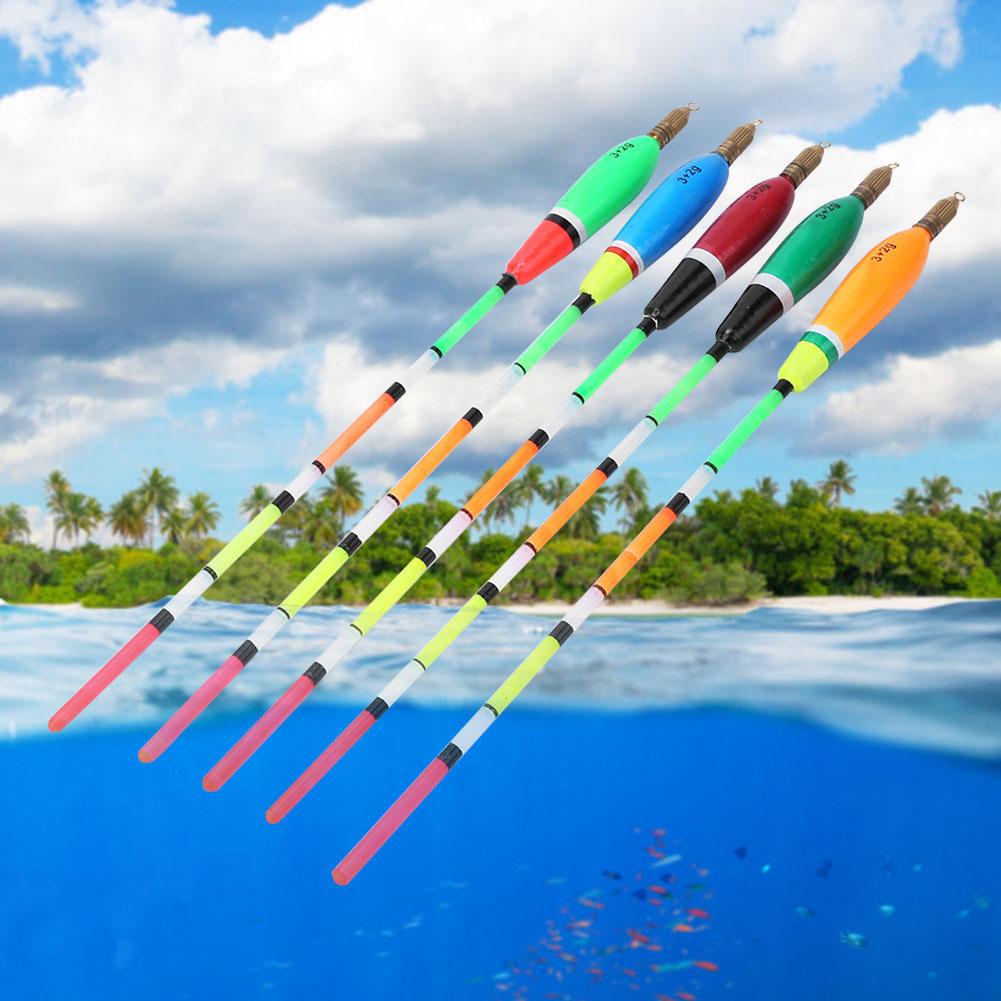 5PCS Multiple Color Balsa Wood Fishing Float Bobber Bite Indicator Angling Equipment(3+2g )