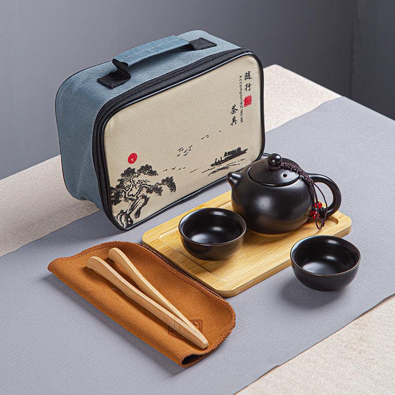 Keramická cestovní čajová souprava Kung Fu, doporučený společník, obchodní dárek, přenosná taška