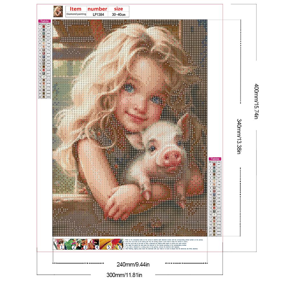 5D DIY Full Round Drill Diamond Painting Sweet Big Eyes Girl Kit Home Decoration Rhinestones Paintings