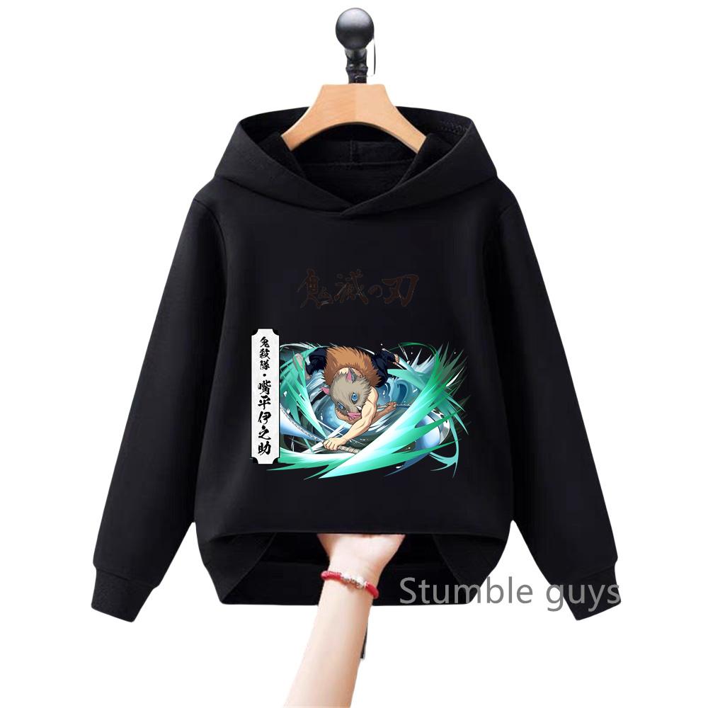 Cute Anime Demon Slayer Kids Hoodie Sweatshirt for Boys Girls Cartoon Long Sleeve Casual Daily Wear