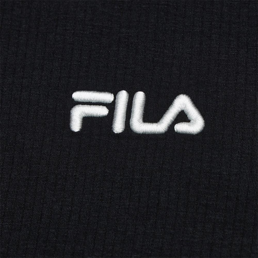 FILA Original Classic Simple Comfortable Versatile Slim Fit Stand Collar Half Zip Knit Long Sleeve T-Shirt Women Tops Black F11W549216FBK
