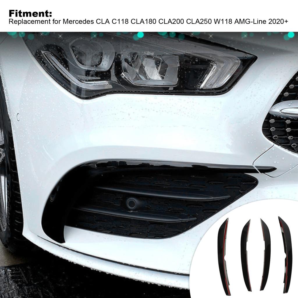 4Pcs/Set Front Bumper Fog Light Grille Cover Trim Replacement for Mercedes CLA C118 CLA180 CLA200 CLA250 W118 Fog Lights Frame