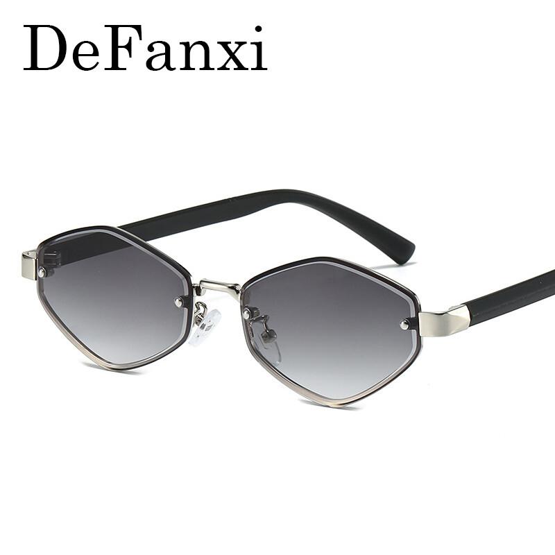 Personalized Rhombus Small Frame Sunglasses Women Fashion Polygonal Metal Frame Sunglasses Luxury Brand Punk Shades Eyewear