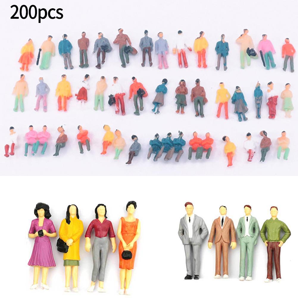 200 Piece Figures 1:87 Standing Two Seated Figures Model Building Convolute Set Passengers Train Scenery Kids Toy