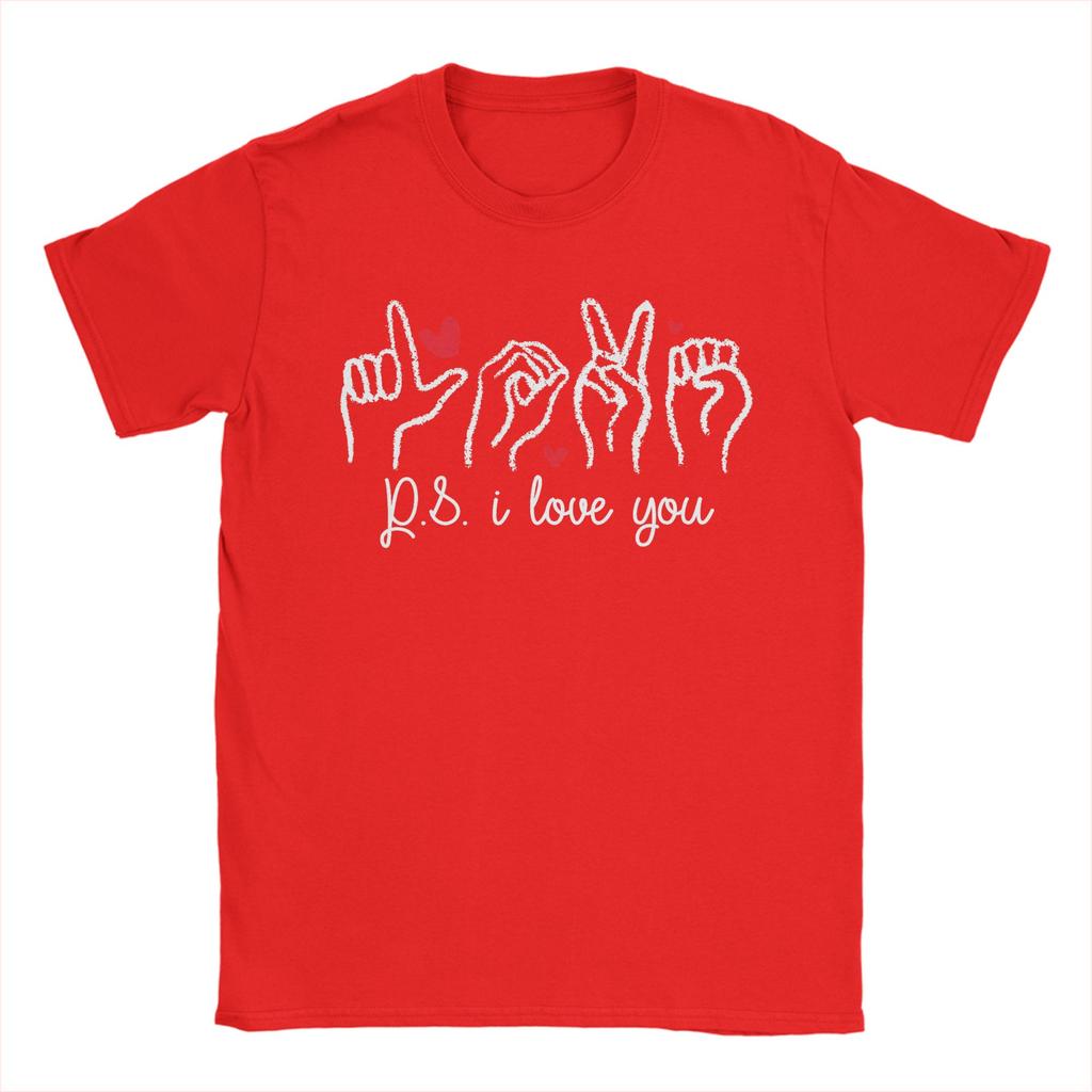PS I Love You Day Valentines Day Purple ASL Love Hand Sign T Shirt Unisex Pure Cotton Crazy TShirt Clothing Plus Size