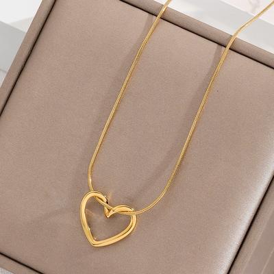Modische gedrehte Herz-Anhänger-Halskette für Damen, Mädchen, 18K Gold plattierte Edelstahl-Kettenhalskette