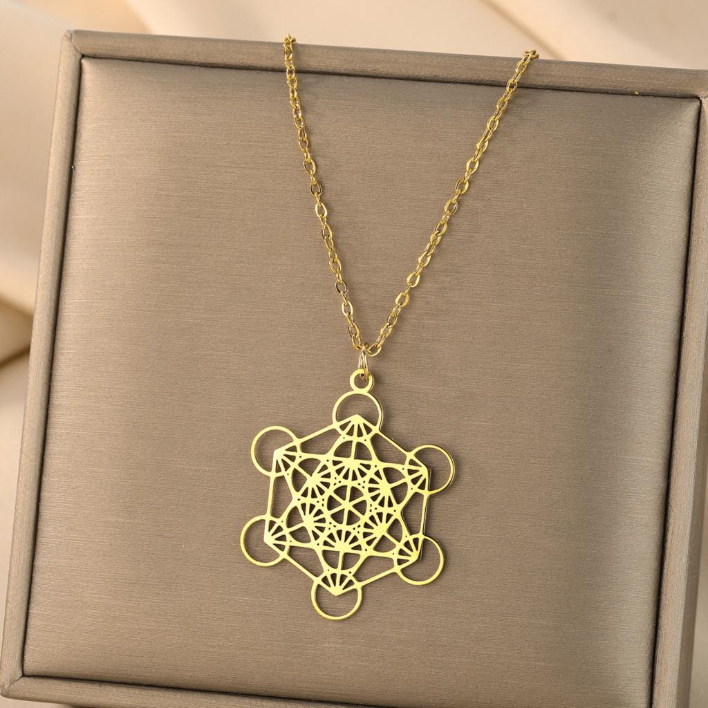 Kinitial Metatron Cube Pendant - Religiosus Symbol Necklace - Meditation Necklace Valentine's Day Birthday Gift