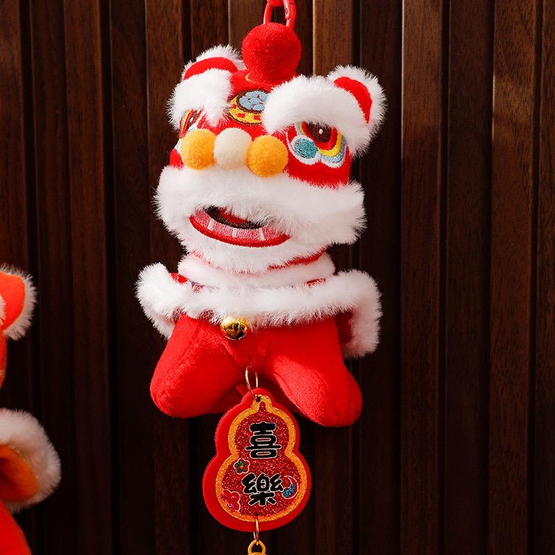Cartoon Lion Dance Keychain Awakened Lion Chinese Style Lion Dance Pendant Plush Doll Year Of Horse Chinese Year Gift