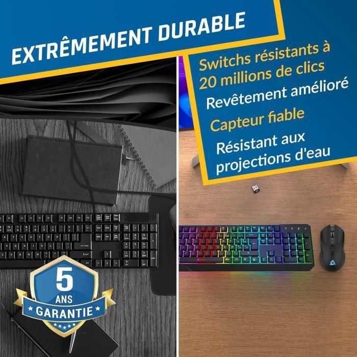Pack Clavier Souris Gamer sans Fil - KLIM - Blaze &amp; Chroma - 2 Dongles USB - RGB - AZERTY