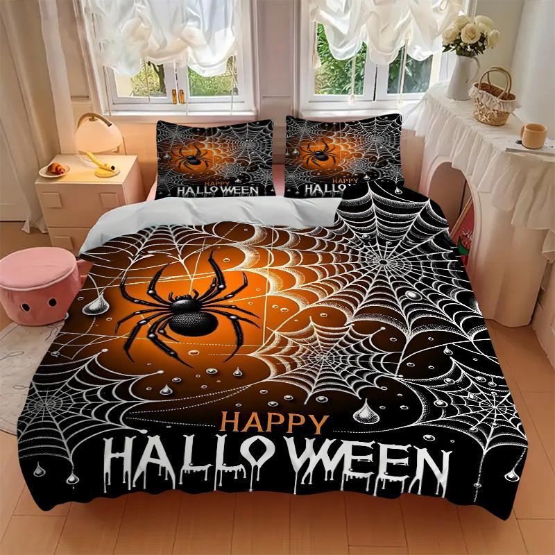 3pcs Spider Web Duvet Cover Set - Includes 1 Duvet Cover and 2 Pillowcases, No Quilt Core, All-Season Home Decor yy251111028