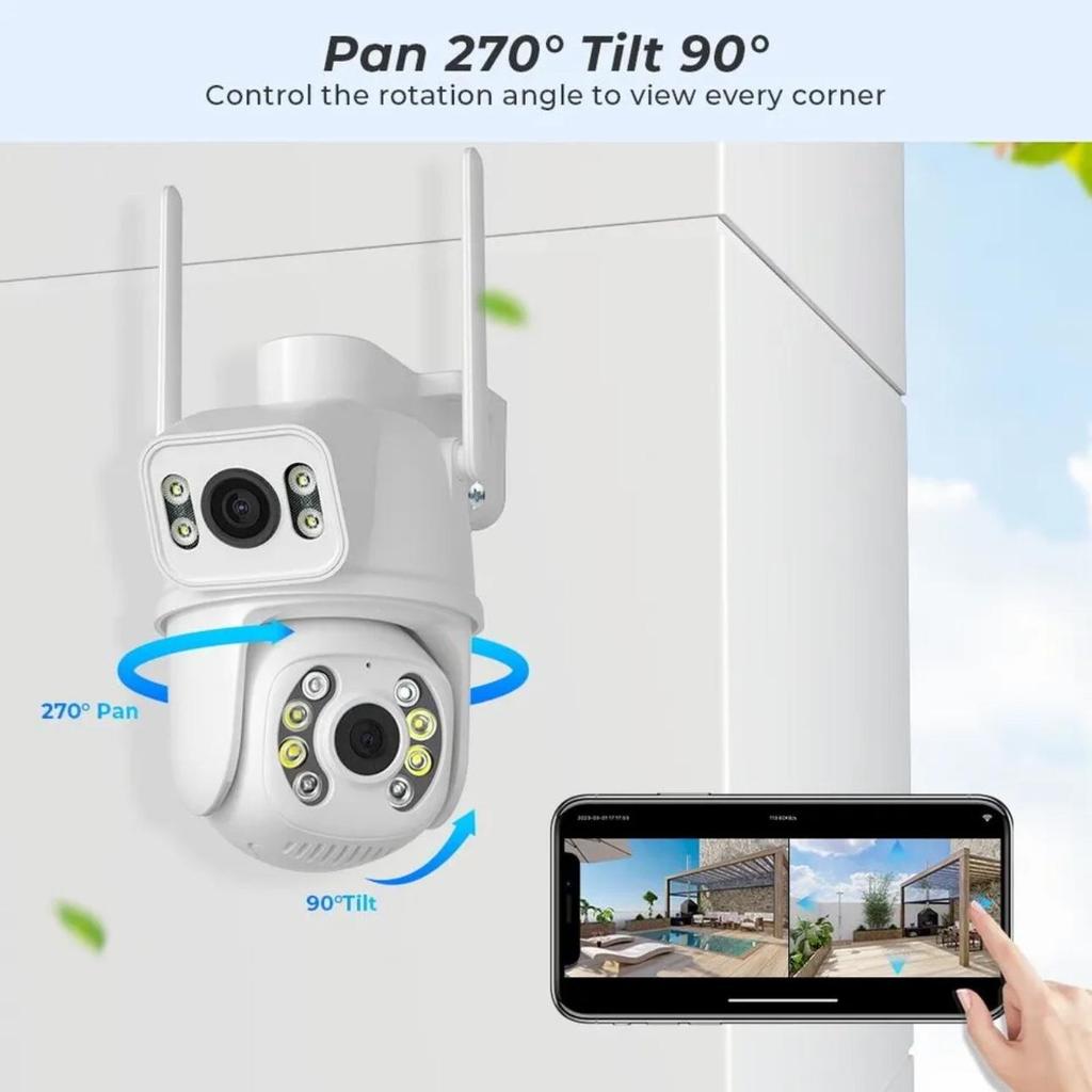 360° Dual-View Wireless Night Vision Surveillance Camera with Infrared