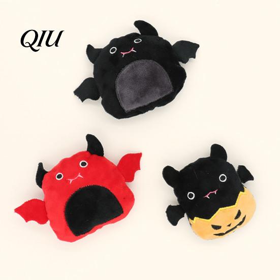 Chew Resistant Cat Toy Halloween Catnip Plush for Cats, Bat Devil Cartoon Kicker with Interactive Toys Crinkle, Durable Chewing Play Kittens,