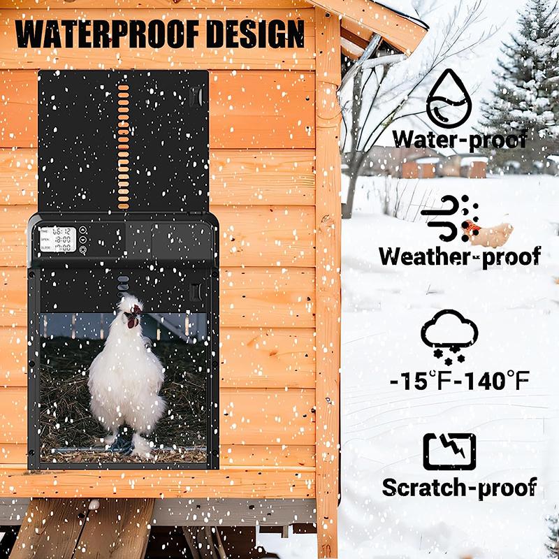 Automatic Chicken Coop Door Opener with Timer Seting & LCD Screen Anti-Pinch Design Full Aluminum Door for Chicken House