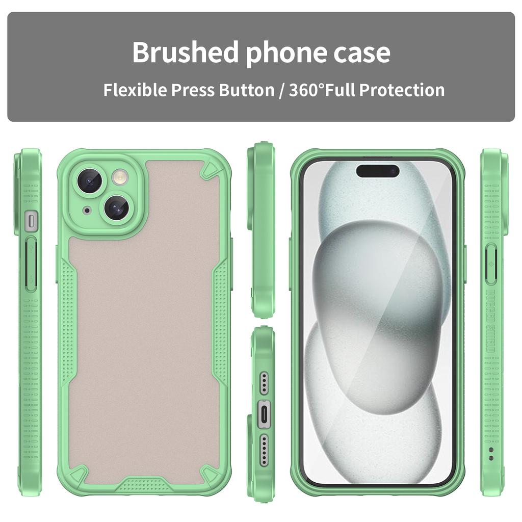 Armor Series For iPhone 15 Case PC+TPU Semi-Transparent Frosted Finish Protective Phone Cover