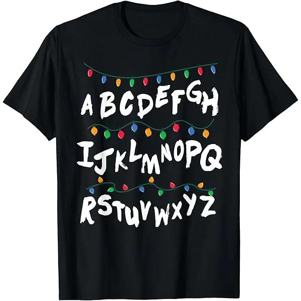 

TV Drama Peripheral Stranger Christmas Light Cotton Men s Shirt Short Sleeve Oversized Women s Short Sleeved Cheap Tshirt - M... S разноцветный