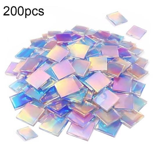 Yousheng Mini Iridescent Acrylic Squares, Translucent Rainbow Acrylic Pieces, 2cm 3cm Holographic Acrylic Tiles for DIY Crafts, Mosaic Art, Light And