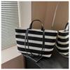 Fashion Commuter Large-capacity Bag Women's New Striped Shoulder Bag Casual Contrasting Color Portable Tote Bag