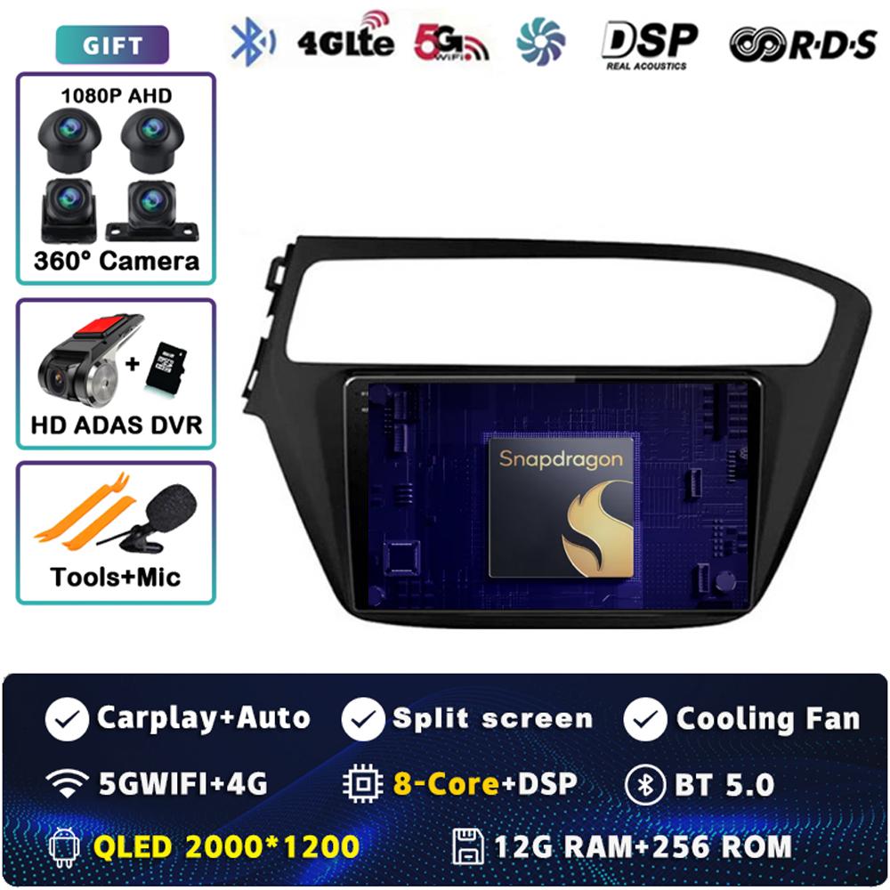 Android 14 Carplay Auto For Hyundai I20 2018 2019 Car Radio 4G WIFI Navigation Player Multimedia srereo 360 Camera GPS Video DSP