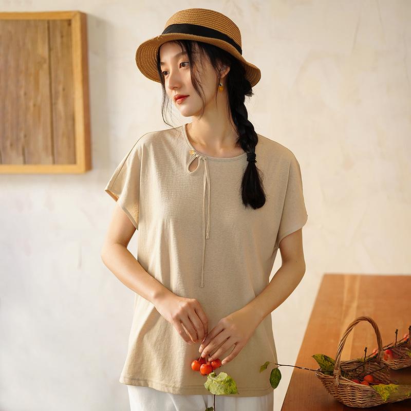 

Женский ретро-топ в китайском стиле 2024 года с рукавами реглан и застежкой на лягушку XL 120-140