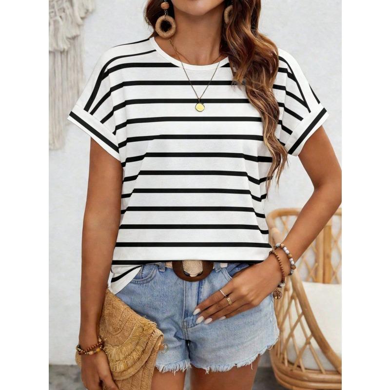 JPNTKY Women's Fashion Casual O-Neck Short Sleeve Blouses & Shirts