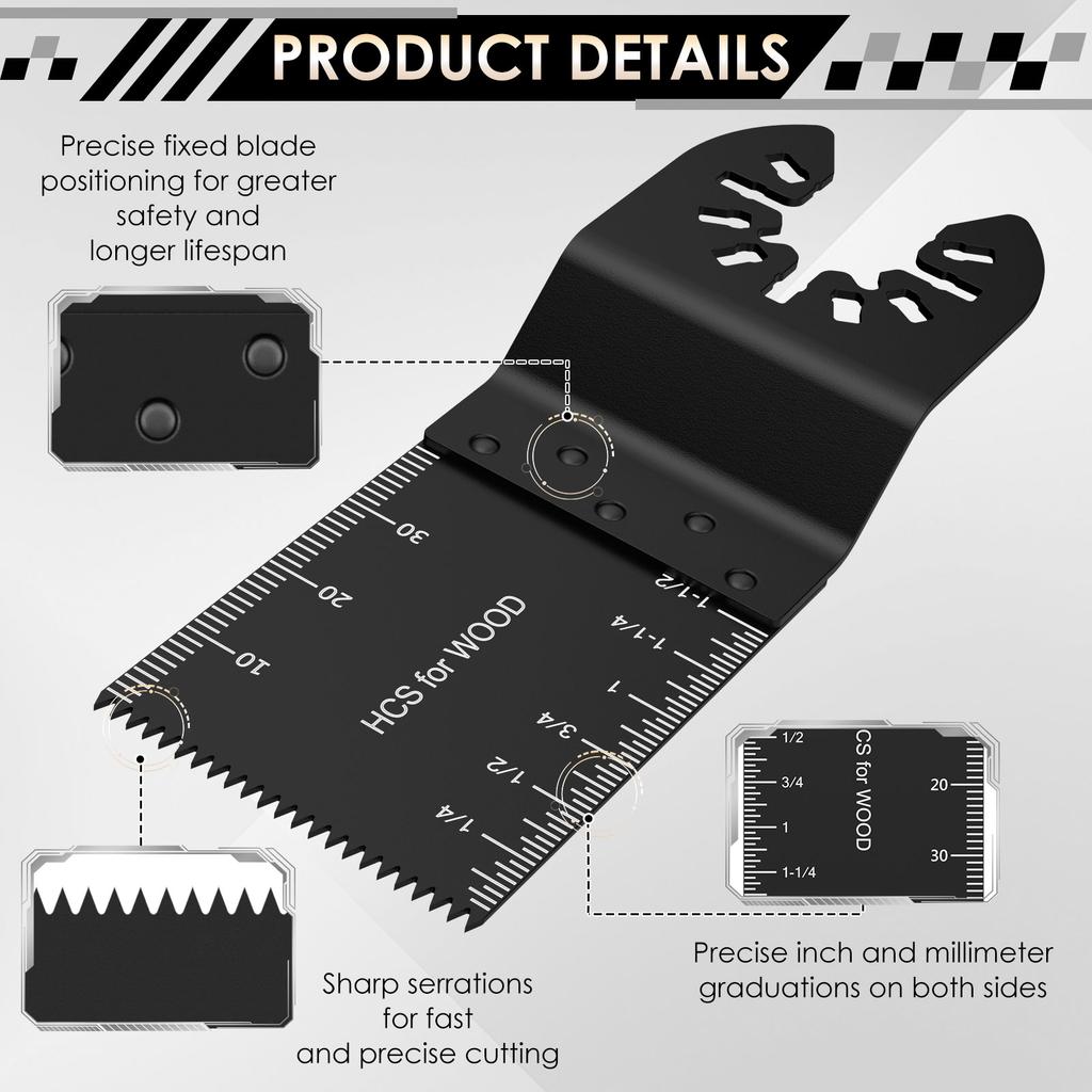 4/24 Pcs Universal Oscillating Saw Blade Kit Professional Saw Blades Multitool Blade Kit with 3 Adapter for Wood Plastic Cutting