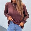 Women's Loose  Blouse Lace Stitching Sweater Patchwork Hollow Sweater