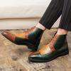 Men New Chelsea Boots Pointed English Style Multi Color Spliced Lace Up Ankle Boots 38-48 Male Boots