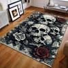 Personalized Skull Roses Art Print Carpet for Living Room Bedroom Bedside Sofa Table Floor Mat Home Area Rug Decor Large Size