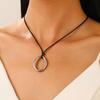 European-American Geometric Irregular Heart Hollow Pendant Oval Wax Rope Necklace