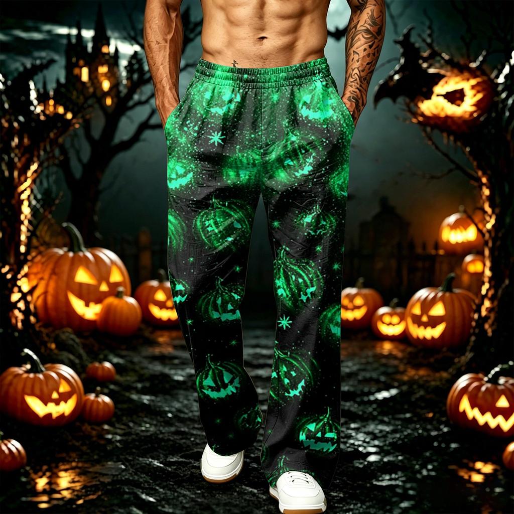 Men's Wide Leg Printed Jogger Pants with Pockets for Casual and Athletic Wear