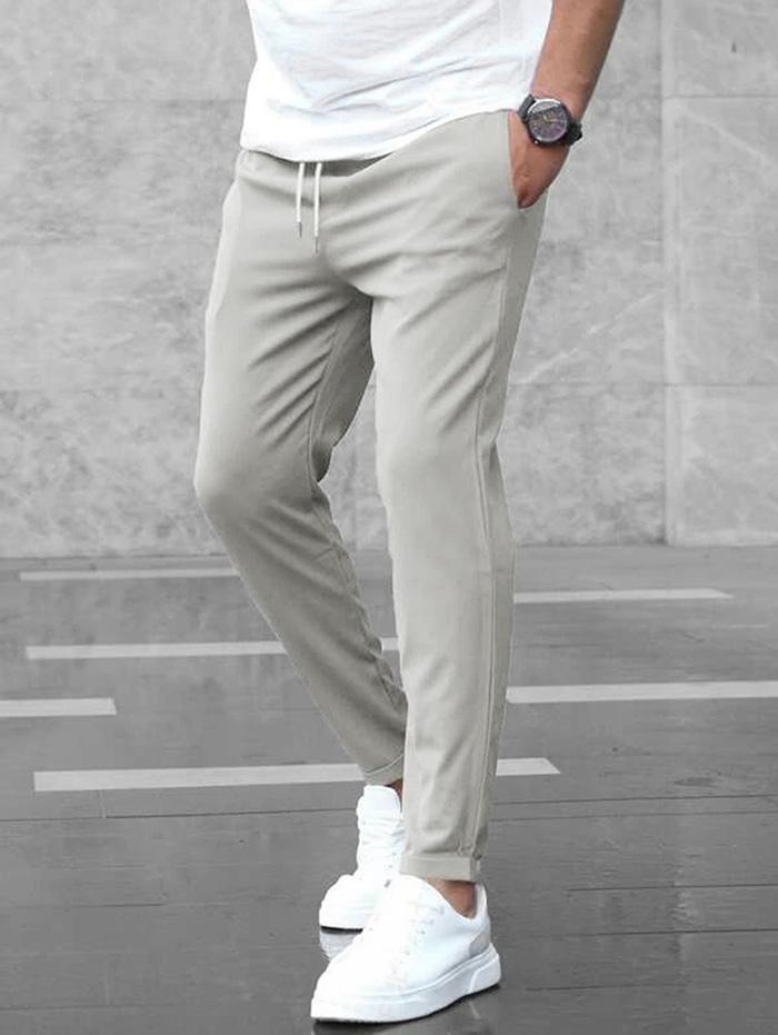 ZAFUL Men's Solid Color Beam Feet Drawstring Casual Pants