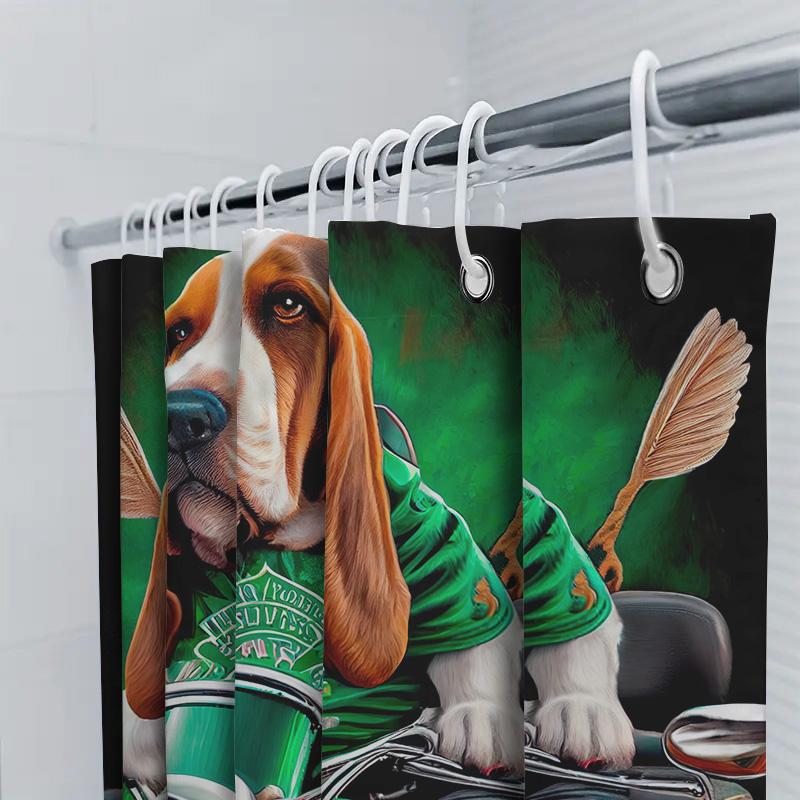 Custom Bathroom Decor Shower Curtain Unique Motorcycle Enthusiast Pet Print Green Irish Pub Motto Fabric Waterproof Room Decorat