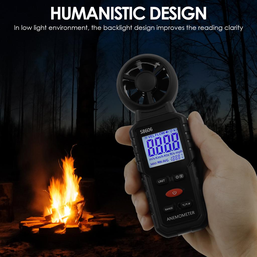 Anemometer Wind Speed Gauge Speedometer Wind Level Tester Air Flow Meter Temperature Measuring Outdoor for Sailing Surfing Flyin